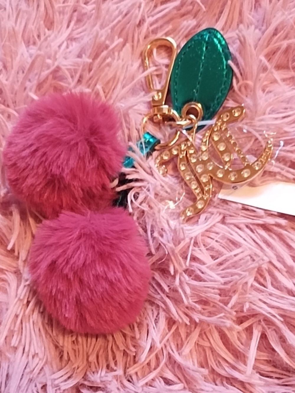 Faux Fur Pom Pom Keychain Charm Juicy Couture 🍒